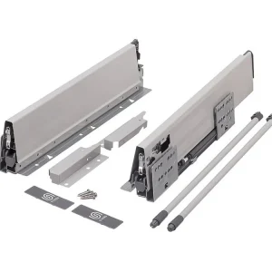 Značkový výsuv StrongBox 350/204mm, šedý, jeden kulatý reling