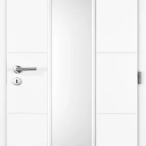 Akce Interiérové dveře Doornite Quatro Linea - lak Doornite bílá mat, sklo matné, pravé "60", zámek pro BB, voština