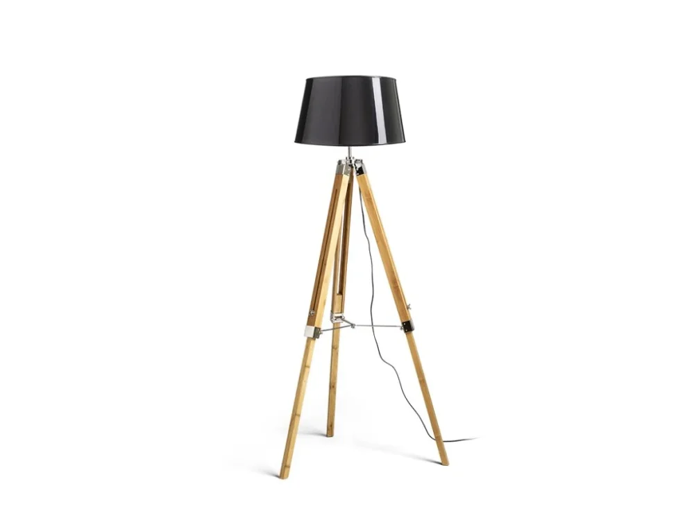 RENDL ALVIS/RIDICK stojanová lesklá černá zlatá fólie/bambus/chrom 230V LED E27 15W R14046 Akční Cena