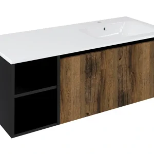 Značkový Sapho LOREA skříňka 120x46x51,5cm (30P+90cm), pravá, dub collingwood/černá mat LE090-1935-R-06